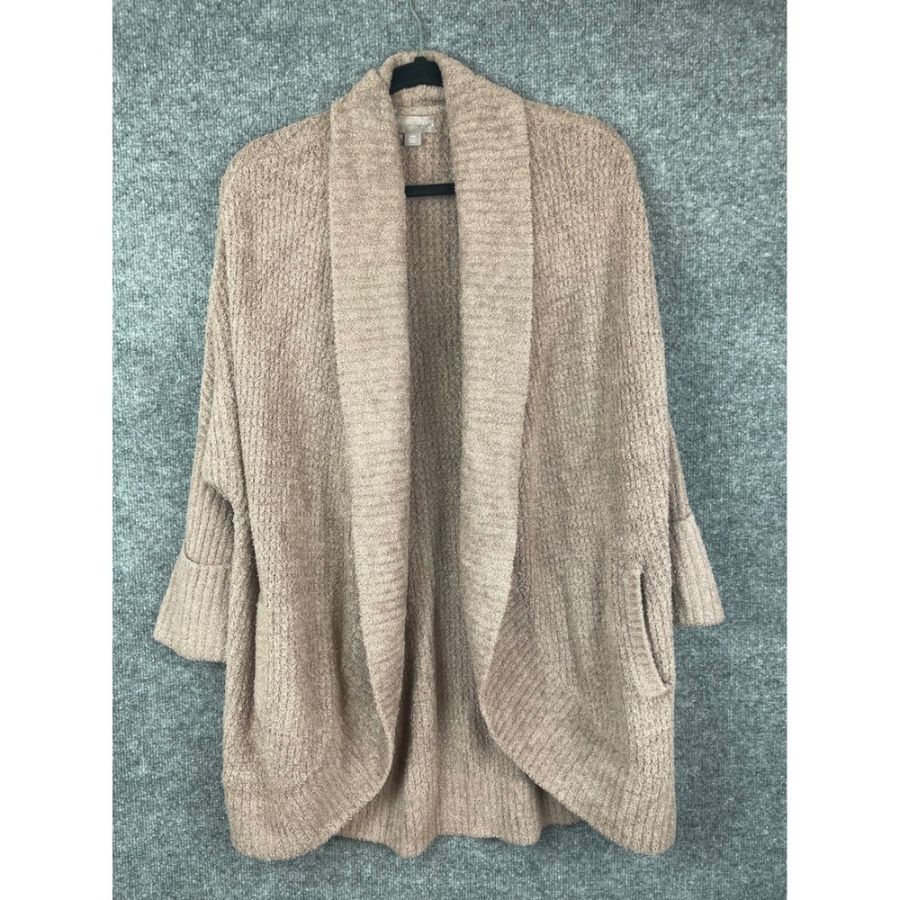 Barefoot Dreams Cardigan Women S/M Brown CozyChic Lite Circle Shawl Pocket